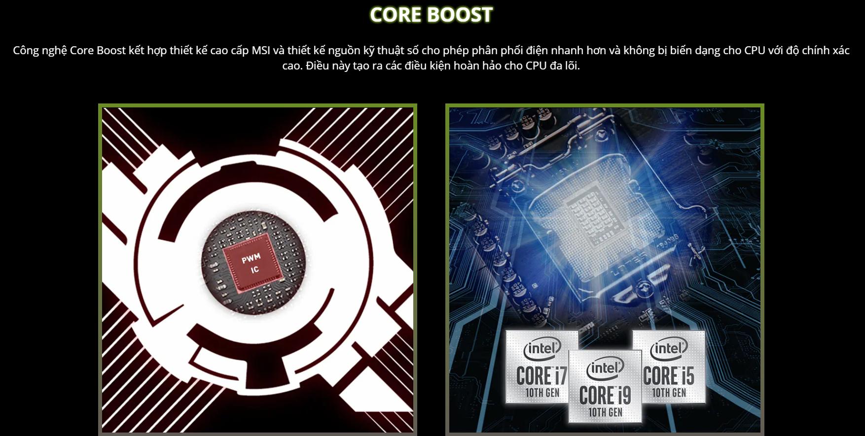 Công nghệ Core Boost Mainboard MSI MAG B460M MORTAR