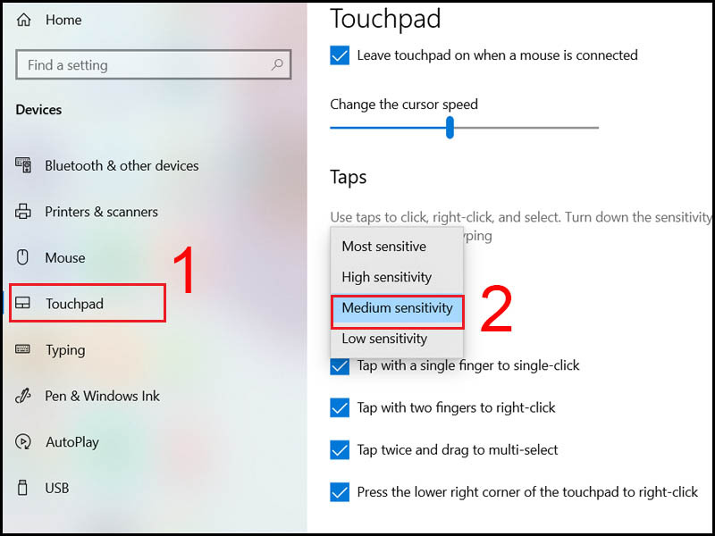 Khắc phục touchpad bị đơ chỉnh độ nhạy cảm Touchpad Sensitivity bước 1