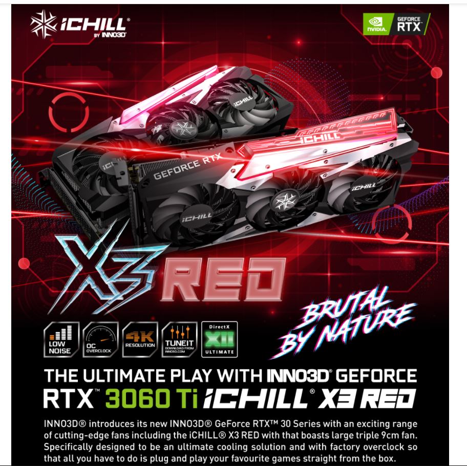 Card màn hình Inno3D RTX 3060 Ti ICHILL X3