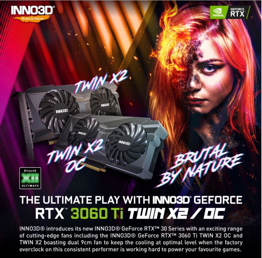 Card màn hình Inno3D RTX 3060 Ti TWIN X2 OC 8GB LHR