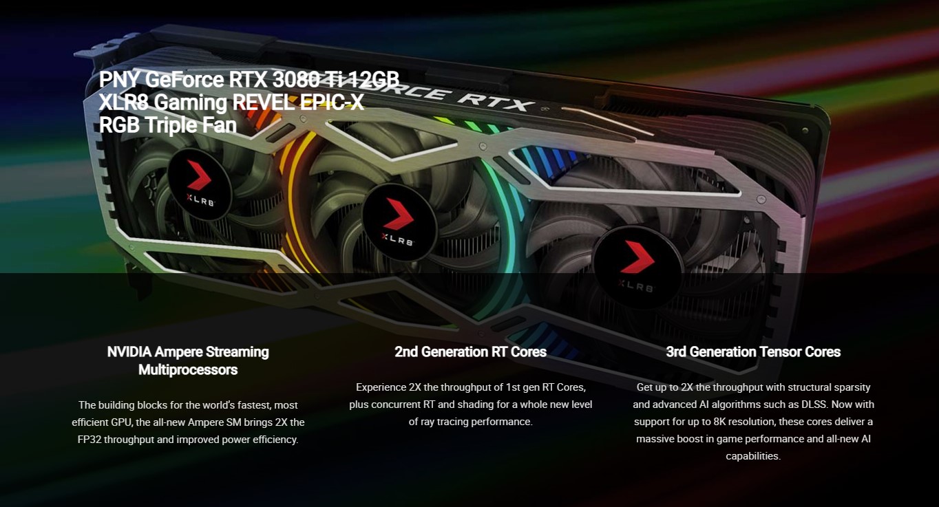Card màn hình PNY RTX 3080 Ti 12GB XLR8 Gaming REVEL EPIC-X RGB Triple Fan