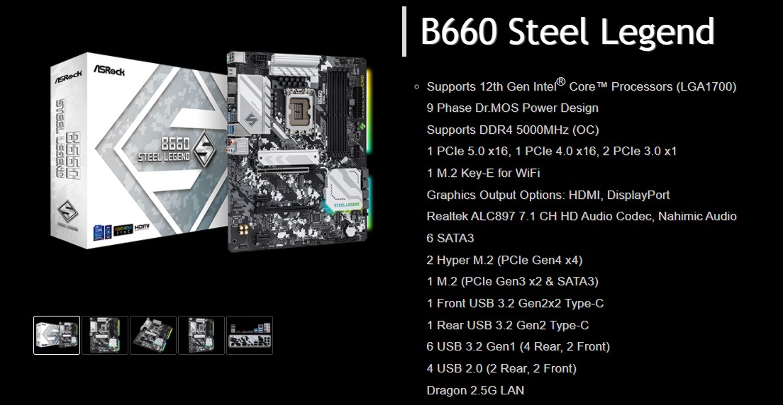 Mainboard ASROCK B660 STEEL LEGEND