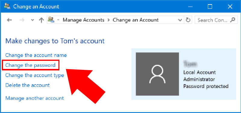 Cách đổi mật khẩu máy vi tính trên Windows bằng Control Panel bước 2.1
