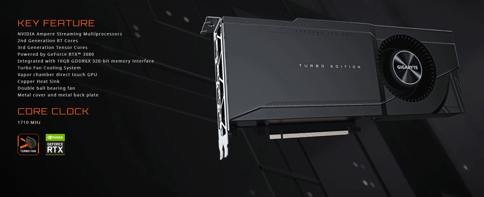 Card màn hình Gigabyte RTX 3080 TURBO