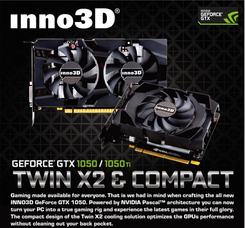 Card màn hình Inno3D GTX 1050Ti Twin X2 4GB GDDR5