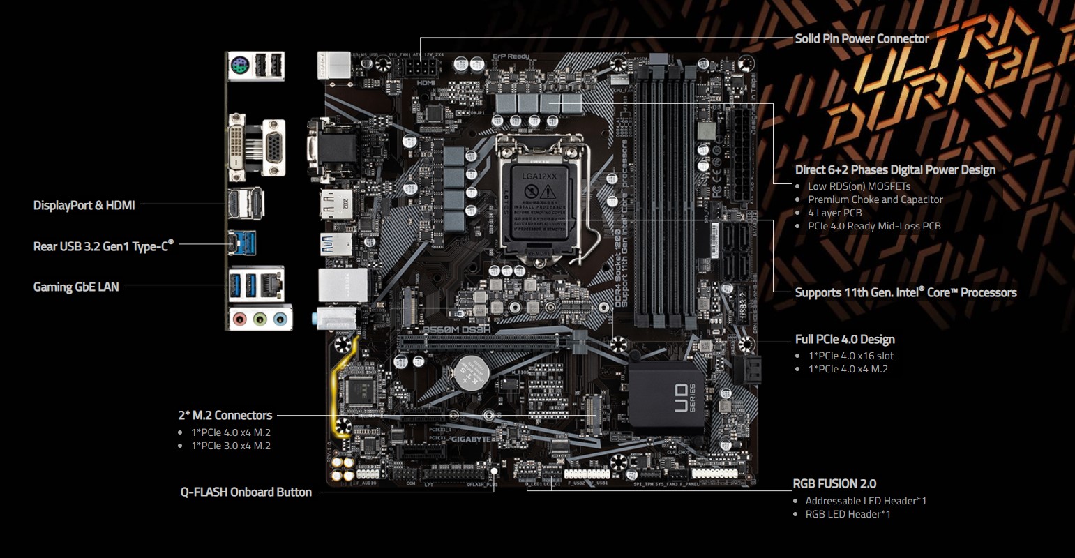 Mainboard Gigabyte B560M-DS3H