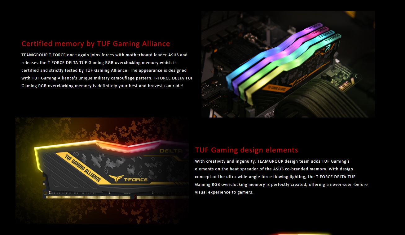 Ram Desktop Team T-Force Delta TUF Gaming Alliance