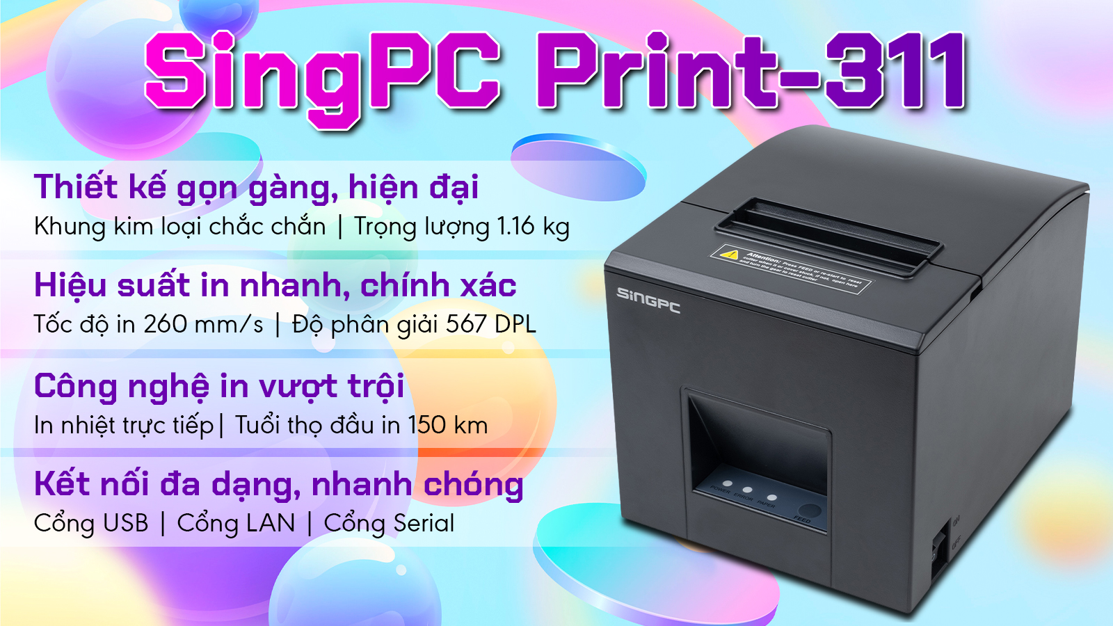 Máy in hóa đơn SingPC Print 311 - K80