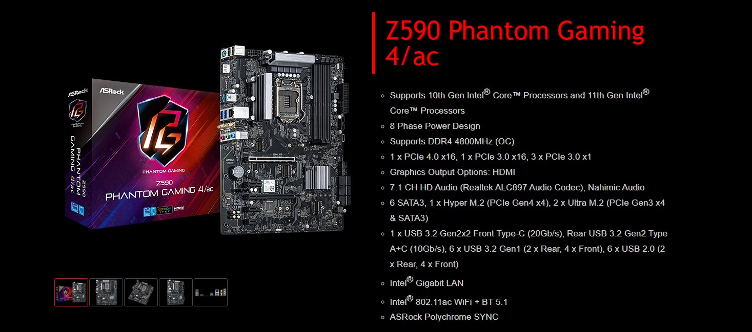 Mainboard ASROCK Z590 PHANTOM GAMING 4ac