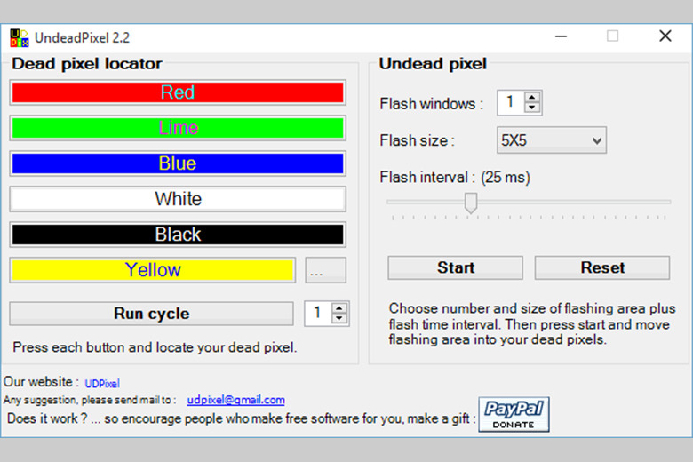 test màn hình laptop bằng phần mềm Dead Pixel Locator 2