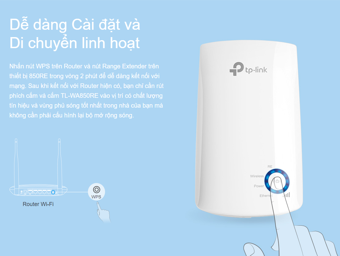 Bộ kích sóng wifi TP-Link TL-WR850RE Tốc độ N300Mbps  2