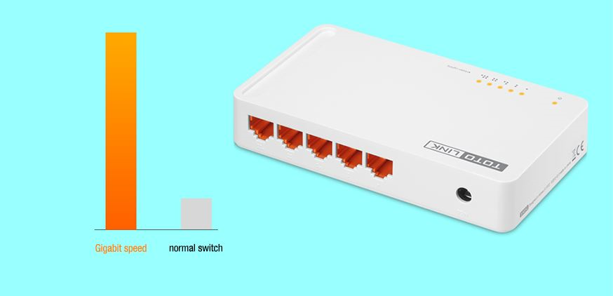 Switch 5 Port 10/100/1000Mbps Totolink S505G 2