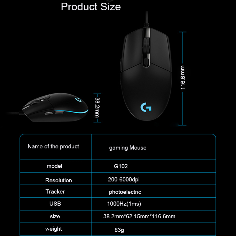 Chuột chơi game Logitech G102 Gaming USB Black 1